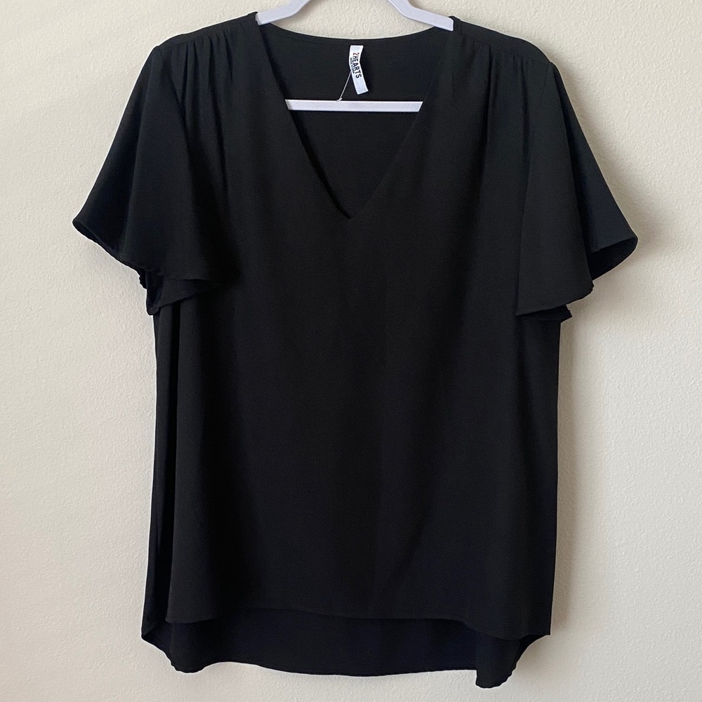 2 Hearts Black V-Neck Blouse
